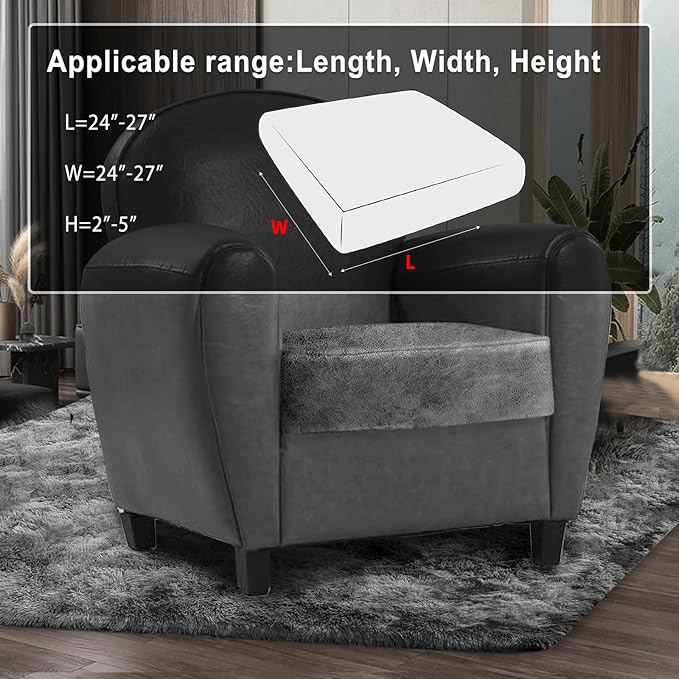 ANARACHON Leather Look Couch Cushion Covers Sofa Seat Slipcovers Sets Couches Furniture Protector for Sectional Armchair Loveseat Pets Kids Stretch Spandex Fabric (1 Cushion Armchair, Light Grey)