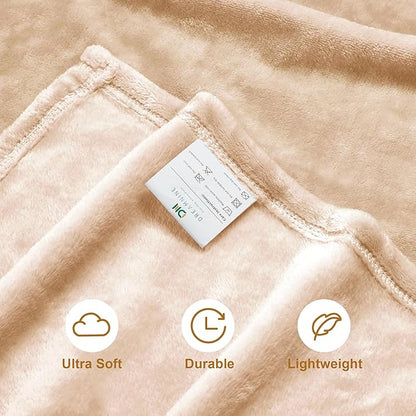DREAMNINE Extra Large Fleece Blanket Soft Comfy Fluffy Bed Blankets King Size 90" x 108", Luxury Decorative Fuzzy Blanket for Bedroom, Big Cozy Shaggy Warm Flannel Blankets for Winter Autumn Pet,Beige