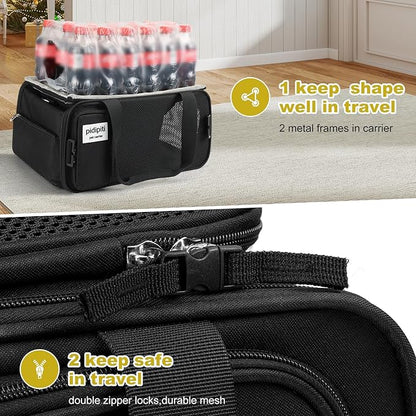 pidipiti 17x11x9.5 Alaska Hawaiian Southwest Airline Approved top and 1 Side Expandable pet Carrier for Extra-Small Dog/Small cat up to 5 lbs