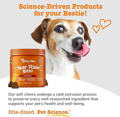 Zesty Paws Tear Stain Support Soft Chews for Dogs - for Eye Moisture + Vision & Immune Support - Functional Supplements with Fish Oil, Lutein, Cranberry & Vitamin C - Chicken Flavor - 90 ct