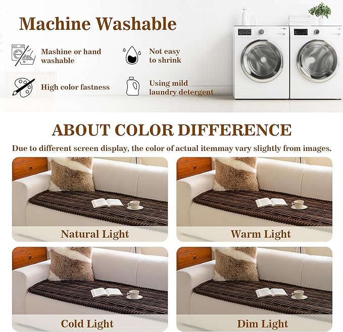 MYSKY HOME Couch Covers for 3 Cushion Sofa Pet Friendly, Couch Cover for Dogs, Sofa Covers for Pets Washable, Soft Non-Slip Sofa Slipcovers Furniture Protector Covers, Chococlate, 27.6" x 70.9"