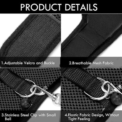 SATINIOR 2 Sets Guinea Pig Harness and Leash Adjustable Soft Mesh Harness Bell No Pulling Comfort Vest for Baby Ferret Rats Hamster Bunny Rabbit Chinchilla and Small Pet(Black, Red,S)