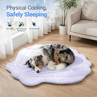 Dog Cooling Mat, 40'' × 40'' Large, Self-Cooling Mat for Dog, (Cool & Warm) Double-Sided Pet Cool Pads for Crate, Kennel, Machine Washable Summer Blanket, Cat Cool Bed, Non-Gel, Macaron Purple