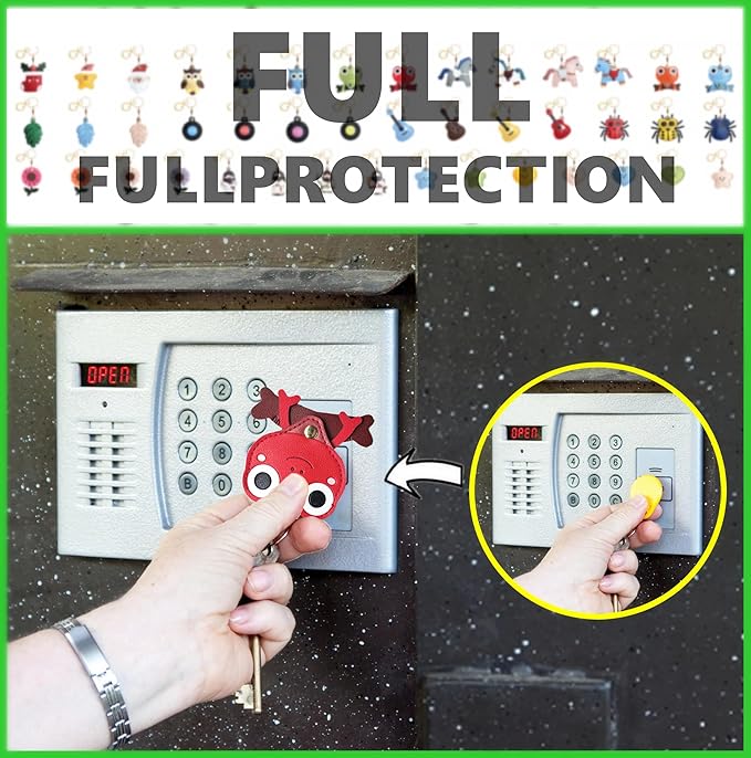 Leather Keychain Holder Case Compatible with AirTag,Cute Protective Cover with Keyring,Anti-Scratch Finder GPS Tracker Case for Wallet Keys,bag,pets,Backpack(Frog Red)