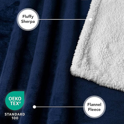 PetAmi Waterproof Dog Blanket for Small Medium Dog Puppy Cat Throw for Couch Cover Leakproof Protection, Sherpa Fleece, Reversible Soft Washable 29x40 Navy Blue