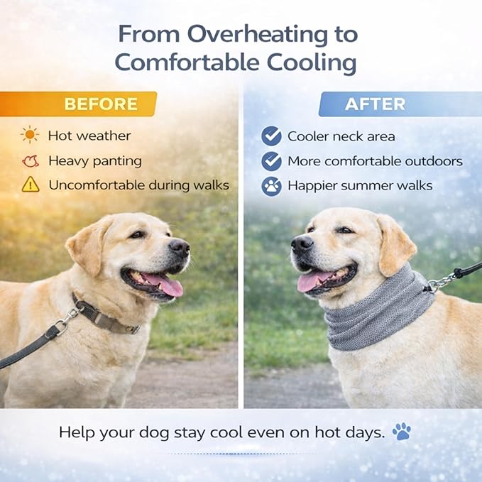 Instant Cooling Dog Bandana for Pet Scarf Soft Cool Mat Pet Collar – Eco-Friendly Breathable Polyester Dog Cooling Bandana for Dogs Puppy Bandana with Leash Hole (Gray, Small)