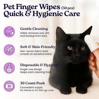 Cat Care Grooming Kit 6 in 1, Include: Nail Clipper, Brush for Shedding, Wand Toy, Interactive Ball Toy, Bath Brush, Ear Cleaner Finger Wipes (30ct.), Cat Grooming Supplies