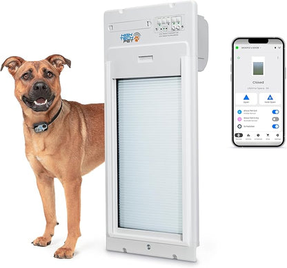 Power Pet Roll Up - Dependable Smart Dog Door, Automatic Pet Collar Operation with or Without App-High Security, Safe, Air Tight and Weatherproof, Space Saving Modern Design (Door Mount, Medium)