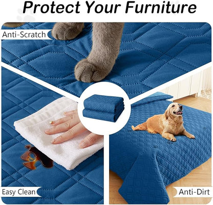 hyha Waterproof Dog Bed Blanket, Soft Pet Blankets, Waterproof Couch Cover for Dogs, Reversible Sofa Covers Washable for Furniture (30x70 Inch, Navy Blue/Blue)