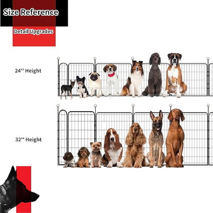 Puppy Playpen Indoor/Outdoor,24'' Portable Dog Playpen with Easy-Carry Straps,2 Add-On Panels Dog Pen Play Pen for Small Dogs,Rustproof Pet Playpen for Camping RV Yard