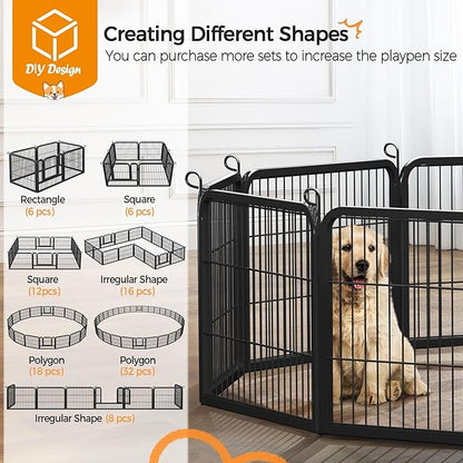 Yaheetech Wide Panel Dog Playpen, 12 Panels 24 inch High Pet Pen with Gate, Portable Indoor Outdoor Fence for Small/Medium Breed Dogs