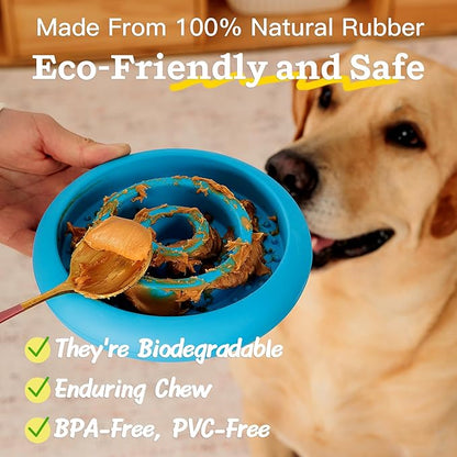 Slow Feeder Lick Mat for Dogs - Keep Them Busy - Natural Rubber Dog Frozen Treat Toys - Durable Interactive Enrichment Toys - Licking Dish for Dog De-Stressing, Blue