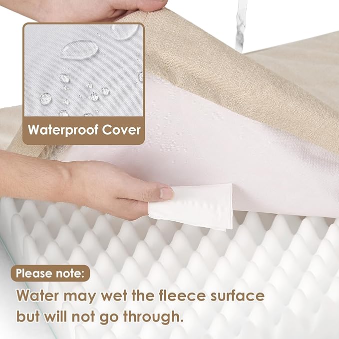 EHEYCIGA Orthopedic Dog Bed Waterproof 47"x29", Memory Foam Pet Bed for XXLarge Dog Bed, Washable Pet Mat with Removable Cover, Beige
