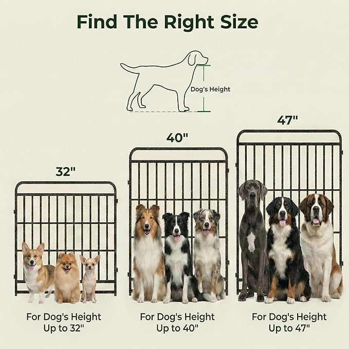 Dog Playpen Outdoor 16 Panels 40'' Rustproof Metal Dog Fence with Gate Small Medium Portable Large Dog Play Pen 36FT 120 Sq.ft for RV Camping, Trips, Play Yard
