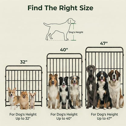 Dog Playpen Outdoor 8 Panels 32'' Rustproof Metal Dog Fence with Gate Small Medium Portable Large Dog Play Pen 18FT, 48 Sq.ft for RV Camping, Trips, Play Yard