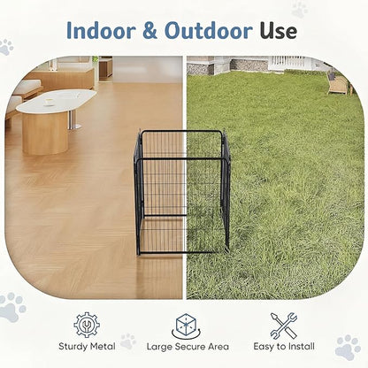 DUMOS Dog Playpen Indoor, Metal 40 Inch 4 Panels Foldable Pet Fence with Door, Outdoor Small Medium Large Dog Puppy Portable Exercise Play Pen for RV Camping, Trips, Play Yard