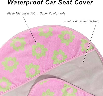 Car Seat Cover Protector Front Seats,for Gym Workout,Running,Swimming,Beach and Hiking,Waterproof Sweat Towel Bucket Seat Covers for Cars SUV Trucks (Flower and Pink, 2Pcs)