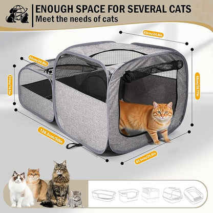 Tailtastic Large Outdoor Cat Playpen, Foldable 2-in-1 Zone Waterproof Cat Enclosure Puppy Pen for Outdoor Use, Portable Pet Playpen with Soft Sides, Great for Gardens, Camping, Backyard