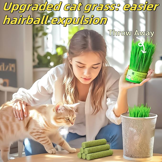 100g/3.5oz Cat Grass Teething Stick Cats Toy Chew for Removal Hairball Lickable Kitten Treat Catnip Snack for Indoor Edible Freeze Dried Kitty Food for Dental Care Health Elimate Hairball