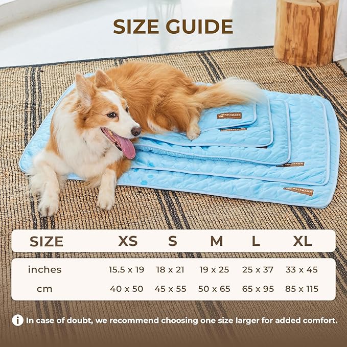 Pelsbarn Dog Cooling Mat- Ice Silk Summer Comfort, Self Cooling, Non-Slip Dog Pad, Durable & Washable, Mat for Large Dogs 25"" x 37"", Support Shelter Dogs with Every Purchase (Blue)