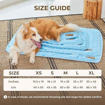 Pelsbarn Dog Cooling Mat- Ice Silk Summer Comfort, Self Cooling, Non-Slip Dog Pad, Durable & Washable, Mat for Large Dogs 25"" x 37"", Support Shelter Dogs with Every Purchase (Blue)