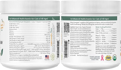 Wholistic Pet Organics Feline Complete Organic Pumpkin - 4 Oz - Multivitamin & Probiotic Powder for Cats - Natural Cat Food & Digestive Support - 37 Scoops