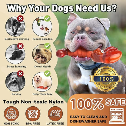 BIKIISEN Squeaky Dog Toys for Aggressive Chewers for Large Dogs, Interactive Chew Toys to Keep Them Busy, Indestructible Toys, Tough Toys for Medium Large Dogs (Red)
