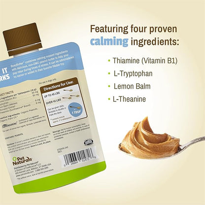 Pet Naturals BusyButter Easy Squeeze Calming Peanut Butter for Dogs, 6 Pouches - Great for Treats, Lick Mats, Training, Calming, and Occupier Toys