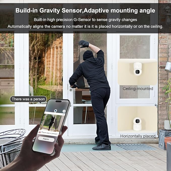 Camera for Home Security,2K Pet Camera with Speaker,Indoor Camera Wireless with Phone App,Auto Tracking/Super Night Vision,Cloud/SD Card Storage,2.4 GHz,White