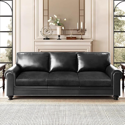 ANARACHON Leather Look Couch Cushion Covers Sofa Seat Slipcovers Sets Couches Furniture Protector for Sectional Armchair Loveseat Pets Kids Stretch Spandex Fabric (3 Cushion Sofa, Dark Grey)