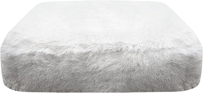 Bessie and Barnie Frosted Willow Extra Plush Shag Faux Fur Luxury Sicilian Rectangle Pet/Dog Bed (Multiple Sizes)
