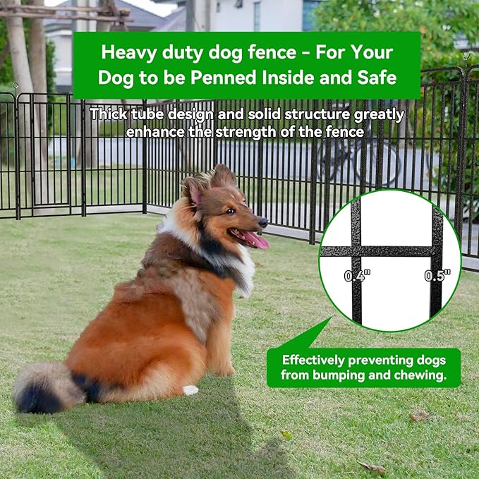 Kfvigoho Heavy Duty Dog Playpen: 8 Steel Panels 47" Height, Square Steel Pipe with Reinforced Crossbars, 18FT 25 Sq.ft Portable Fence for Yard RV Camping, Snowy Black