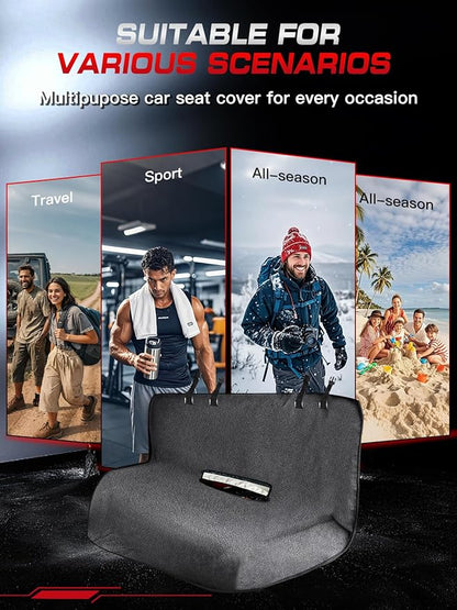 Car Seat Cover Towel, Waterproof Sweat Absorbent Back Seat Protector for Sedans SUVs & Minivans, Non-Slip Machine Washable Rear Bench Cover for Post-Gym, Beach, Pets & Kids (Gray)