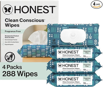 The Honest Company Hypoallergenic Multi-Use Baby Wipes for Sensitive Baby Skin, Balance Blues, 288 Count