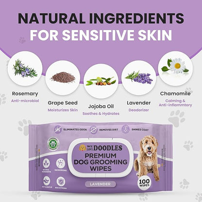 We Love Doodles Dog Wipes - Deodorizing & Cleaning Pet Wipes, for Coat, Face, Paws, Butt, & Body, Dog Essentials & Grooming Supplies, Made in USA, Lavender (400 Wipes)