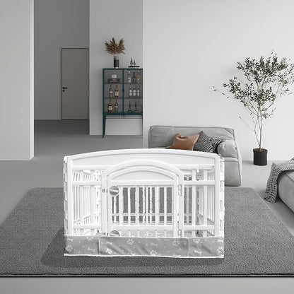Dog Playpen Bottom Pad Fits for 36 Inch 4 Panels Exercise Pet Playpen, Dog Crate Pad Puppy Playpen Pad, Hoop and Loop Design (Note: Playpen Not Included). -Gray