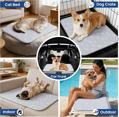 SUPRIY Dog & Cat Cooling Mat with Bandana - Pet Cooling Pad & Pet Scarf Set for Summer(QMAX>0.4) for Pet in Summer, Washable, Non-Toxic(small16.5 x21.6)