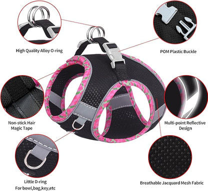 AIITLE Escape-Proof Dog Harness - Extra Soft Jacquard Fabric with Moisture-Wicking Lining, Adjustable Fit for Boston Terrier, Pekingese - Running, Playdates, Outdoor Adventures (Black, L)