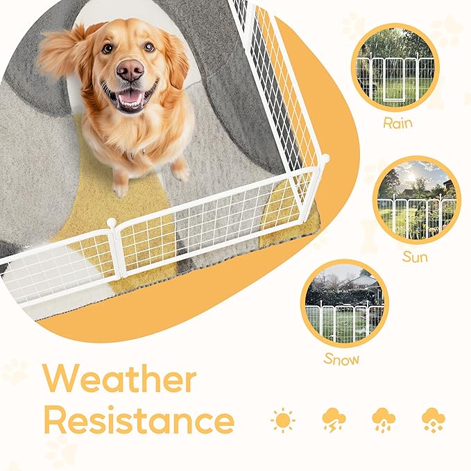HealSmart Indoor and Outdoor Dog Playpen, 32 Inches High, 8 Panels to Assemble, Sturdy and Durable for Yard, Camping, Designed for Small/Medium-Sized Dogs, White