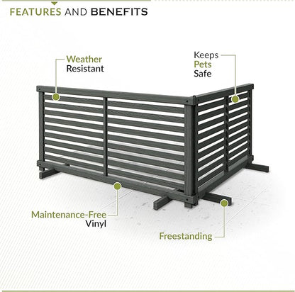 Zippity Portable Puppy Fence Kit - 22in H x 44in W (2 Panels), Charcoal Color, Freestanding Dog Playpen for Yard & Indoors, Vinyl Picket Outdoor Fence, ZP19073