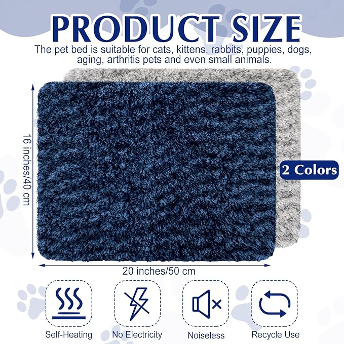Drydiet 4 Pack Self Warming Cat Pads Self Heating Cat Mat Washable Homeless Dogs Thermal Pads Kennel Pad Reflects Body Heat Warm Crate Bed Mat for Indoor Outdoor Pet