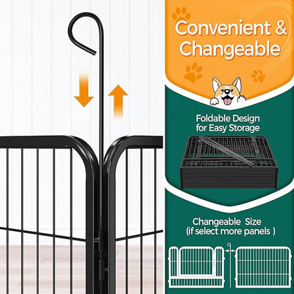 Topeakmart Heavy Duty Dog Playpen Outdoor for Camping, Yard, Garden 24" H Exercise Pen Fence for Small/Medium/Large Animals (Black, 12 Panels)