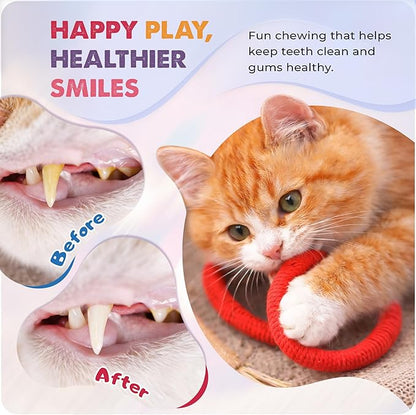 Jozy Cat Chew Rope - 4Pcs Cat Chew Toy with Refillable Natural Catnip - Interactive Kitten Teething Toys for Indoor Kittens - Bite Resistant Cotton Chew Rope Toys for All Breeds (19.6 Inches)