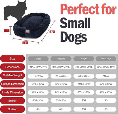 Majestic Pet Villa 24 Inch Shredded Memory Foam Dog Bed for Small Sized Dog 24x19x7 Inch–Orthopedic Pet Bed - Washable Small Puppy Mat with Head Support-Navy