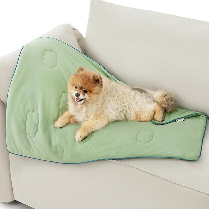 LE SURE Premium Cooling Blankets for Small Dogs - Washable Dog Cooling Throw Blanket with Q-MAX>0.4，Durable Self Cooling Pet Mat for Cat, Soft Cooling Summer Blanket for Hot Weather, Green, 25x35