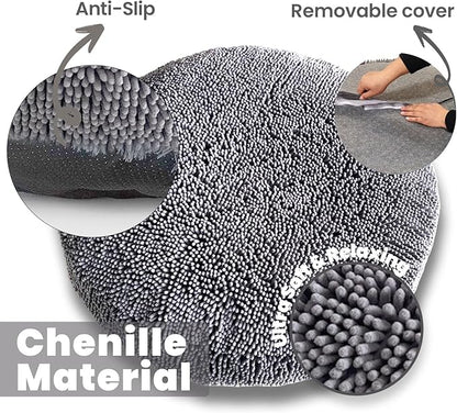 Muddy Mat® Cloud K-9 Dog Beds for Small Dogs & Cats, Soft & Relaxing Round Dog Bed, Chenille Material, Removable Cover, Washable & Dryer Safe – Grey Small(25'x25')
