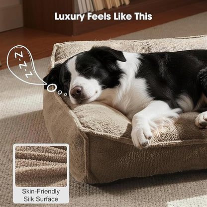 FURTIME XL Orthopedic Dog Beds Large Sized Dog, Extra Thick Supportive Comfort Pet Sofa, Ergonomic Slant Dog Couch Bed with Removable Washable Cover, Ultra Soft Surface & Non-Slip Bottom, Brown, 42"