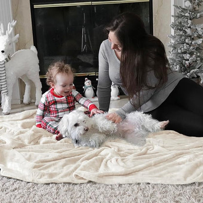 Bedsure Fleece Throw Blanket for Couch Cream - Lightweight Plush Fuzzy Cozy Soft Blankets and Throws for Sofa, 50x60 inches