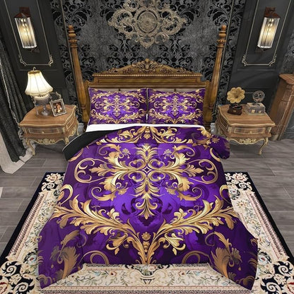 Erosebridal (Just Print Damask King Size Comforter Set, Vintage Aztec Flower Microfiber Bedding for Kids Boys Girls, Exotic Bohemian Paisley Quilt Set, Fashion Victorian Baroque Hippie Bed Sets