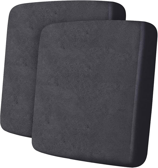 ANARACHON Leather Look Couch Cushion Covers Sofa Seat Slipcovers Sets Couches Furniture Protector for Sectional Armchair Loveseat Pets Kids Stretch Spandex Fabric (2 Cushion Sofa, Dark Grey)